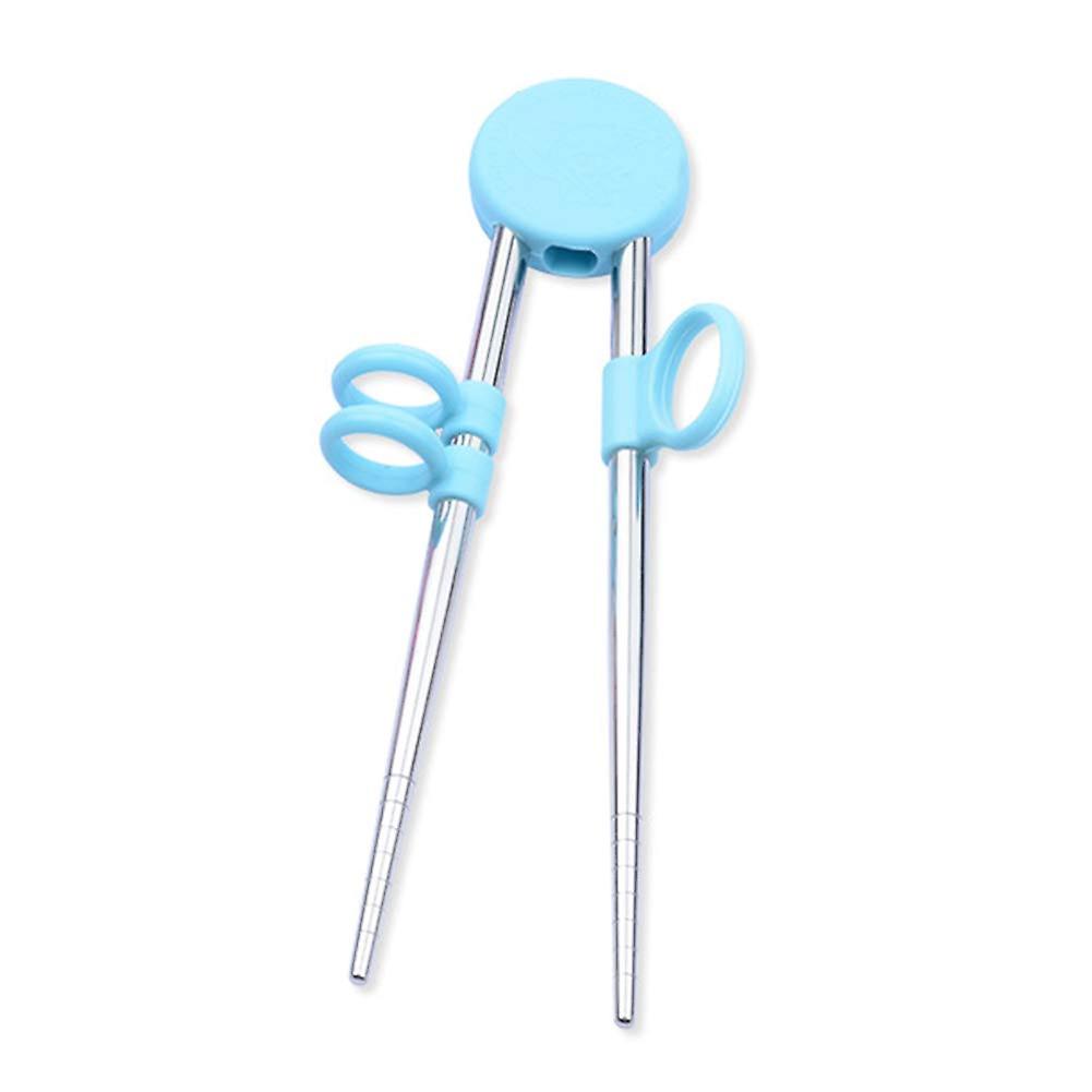 1 Pair Silicone Stainless Steel Portable Child Learning Chopsticks Multi-Step Training Tableware