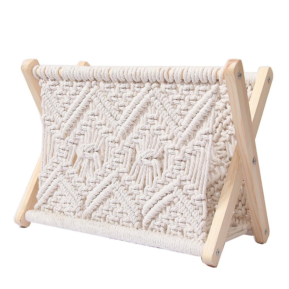 Bohemian Macrame Magazine Rack,Handwoven Books Diary Organizer,Towel Storage Rack,Nordic Rustic Home Decor