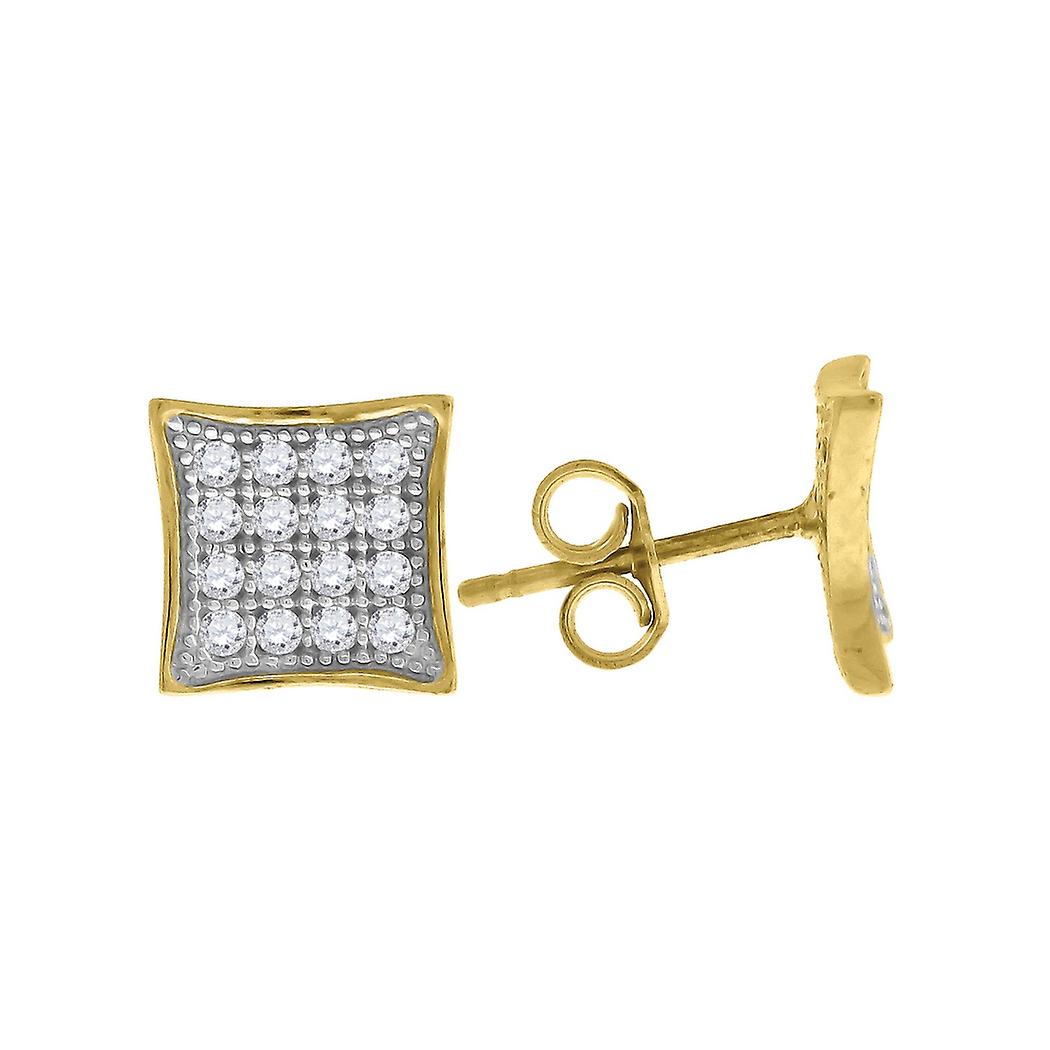 10k Yellow Gold Mens Cubic Zirconia-Cubic-Zirconia Square Stud Earrings 8x8.00mm Wide Earring for Men