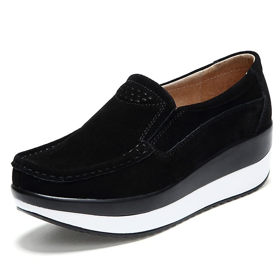 Women's Toning Rocker Sneakers Slip On Platform Suede with Wedge Orthotic Insole Pain Relief Arch Su
