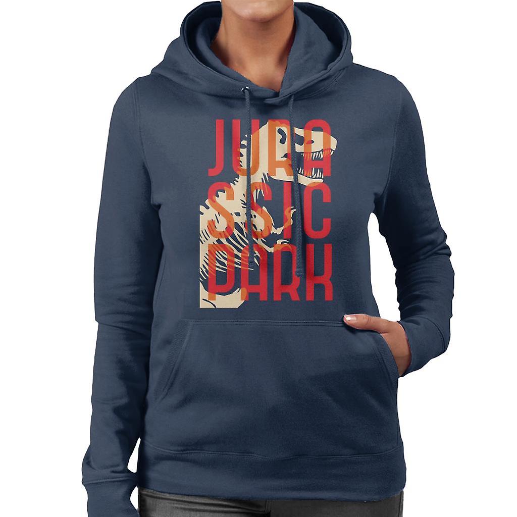 Jurassic Park Oversized Red Text Women's Hooded Sweatshirt