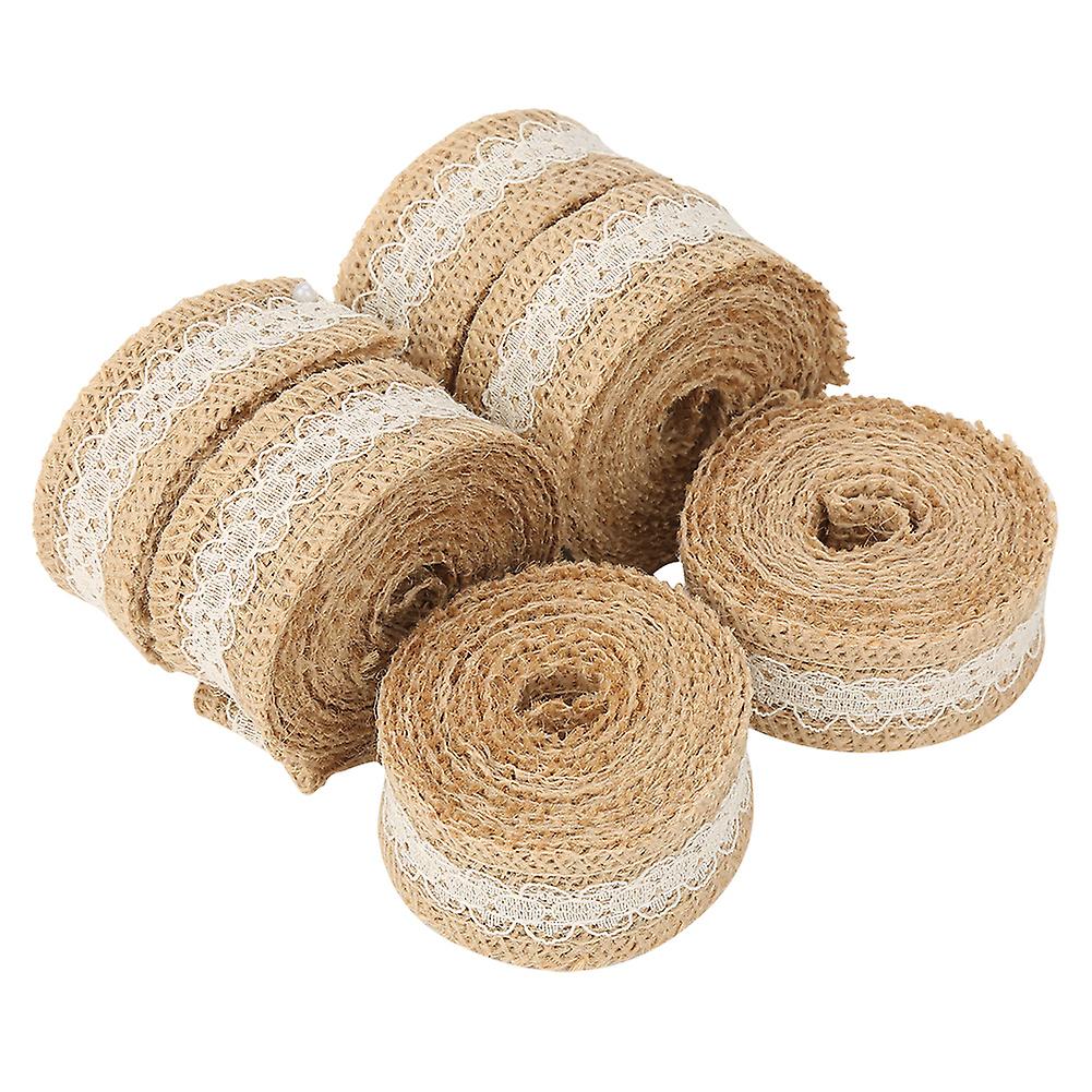 6pcs Burlap Lace Ribbon Rolls 2M x 3cm Rustic Wedding Decor