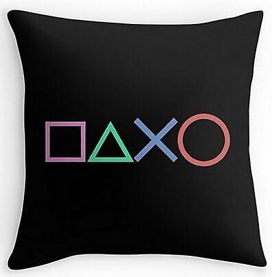 コットンスクエアデコラティブスロー枕カバープレイステーションボタンメアリー R.Store 1個セット(60cmx60cm)