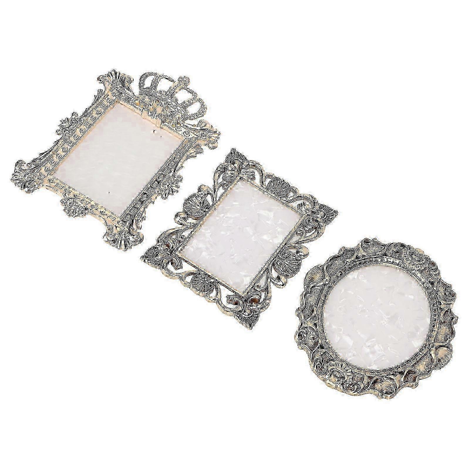 3pcs Nail Resin Palette Multi Functional Display Mixing Nail Coloring Palette for Makeup Gold Copper Color