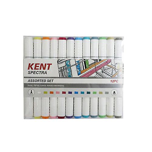 ASSORTED Kent Spectra Graphic Design Dual Tip Alcohol-Based Marker Set 12 Pieces