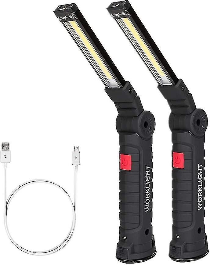 Rechargeable Cob Work Light with 5 Modes, Magnetic Base, White/Red Light, Cam