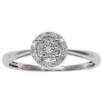 Classic Round Diamond Cluster Ring in 9ct White Gold...
