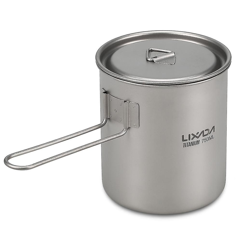 Lixada 750ml Camping Titanium Pot Water Cup With Detachable Handle Outdoor Tableware Picnic Cookware