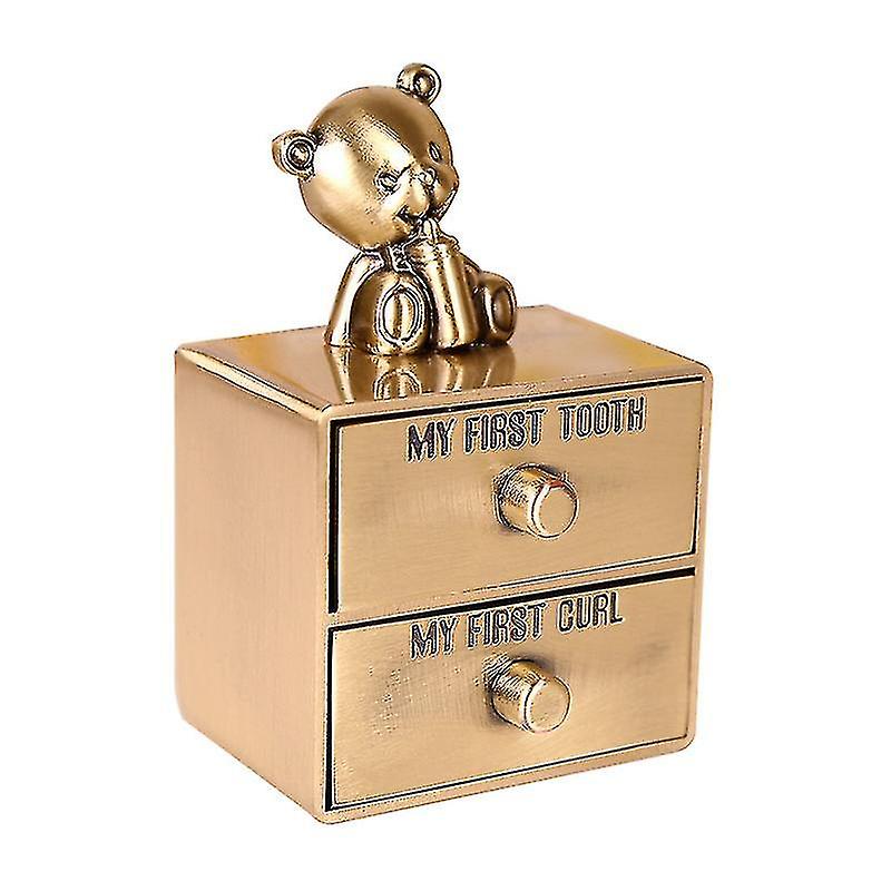 Silver Tandlåda, Baby My First Tooth And Curl Keepsake Box Set, Barntänder Organiserancient Tenn (D-583-A)