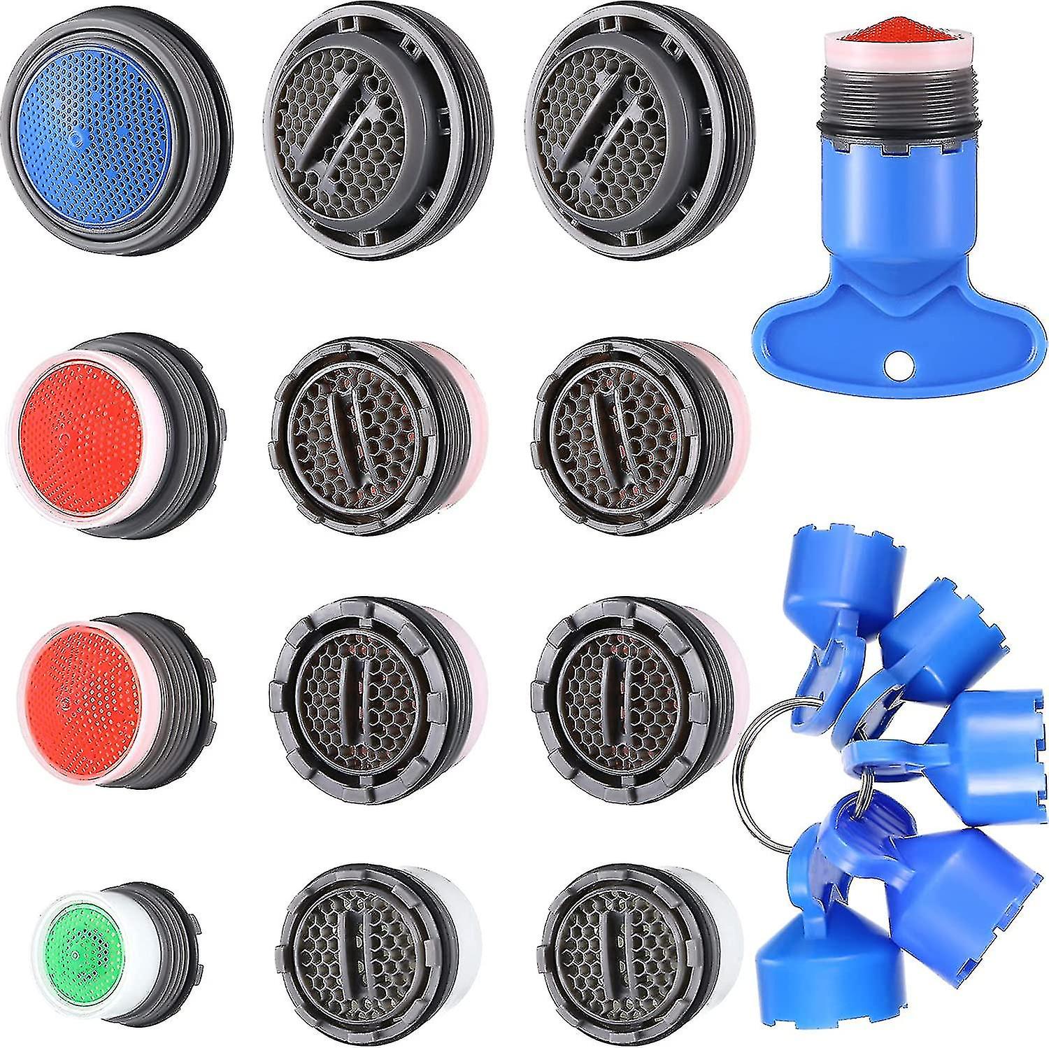 12 Pcs Faucet Aerator Replacement For Sink Aerators With 5 Pcs Faucet Aerator Key Removal Wrench Tool M16.5 18.5 21.5 24 Mm