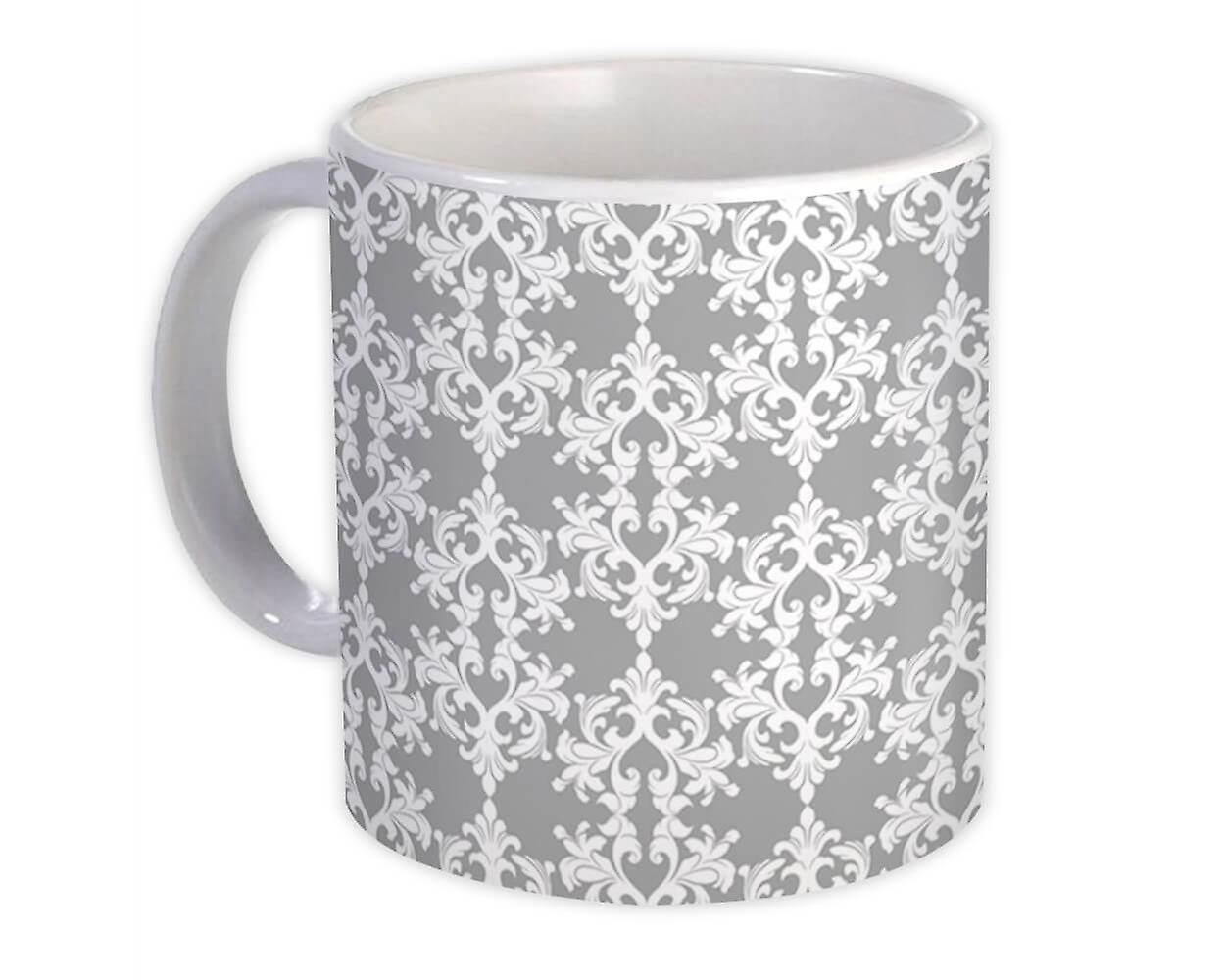Gift Mug: Arabesque Grey Silver Modern