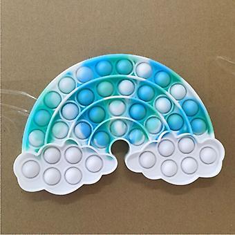 Stuff Certified® Pop It - Fidget Anti Stress Toy Bubble Toy Silicone Rainbow Blue-White