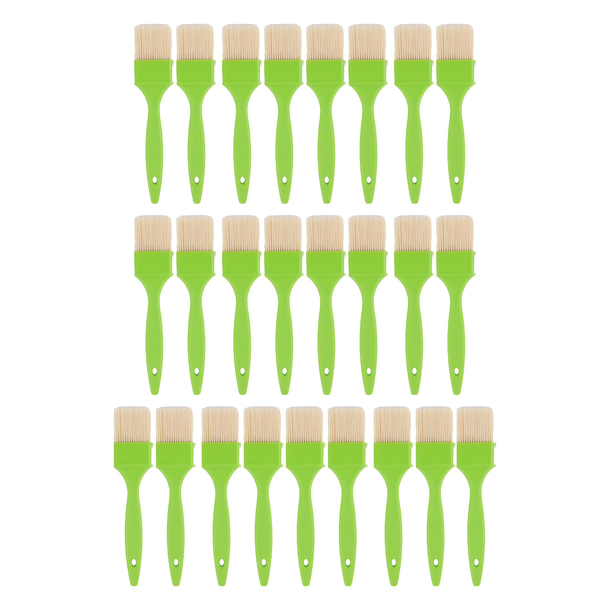 25 Pcs Flat Paint Brushes w/ Plastic Handle 2Inch for Walls & Trim Green