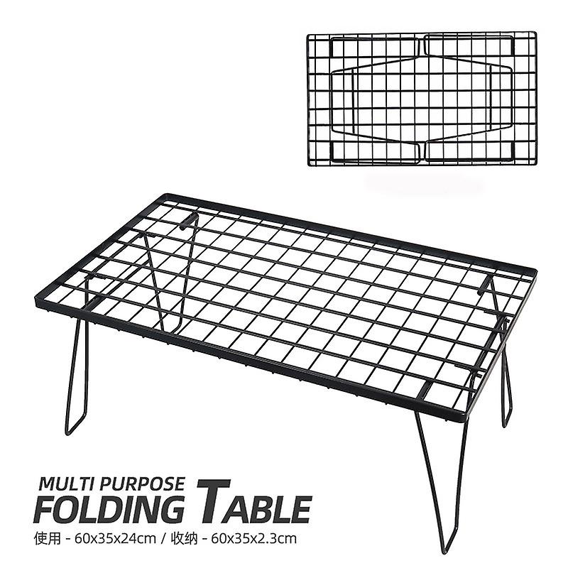Outdoor Folding Mesh Table Bamboo Board Dining Table Camping Portable Barbecue Table Camping Tableware Drain Rack Folding Table