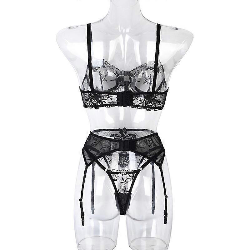 Mode Sexy Spets Broderi Samla Tredelade Underkläder