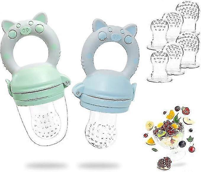 Baby-Fütterungsnippel - 2er-Pack Obstnippel mit 6 Bpa-freien Silikonnippeln für Gemüse-Zahnungsbrei-Beikost