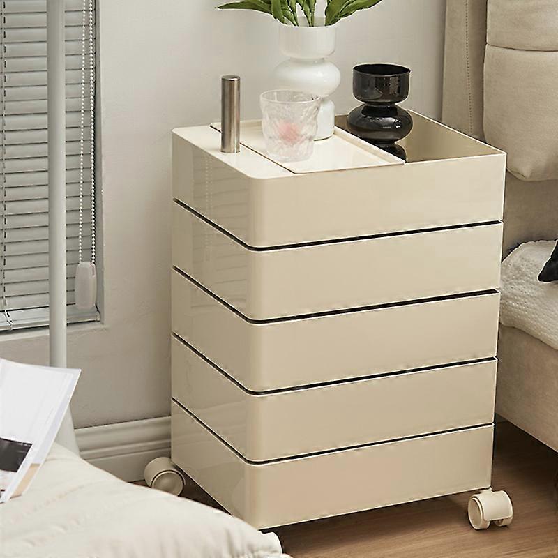 Storage Drawer Unit Minimalist Rotating Storage Drawer Unit Multi-Layer Rolling Chest Beige