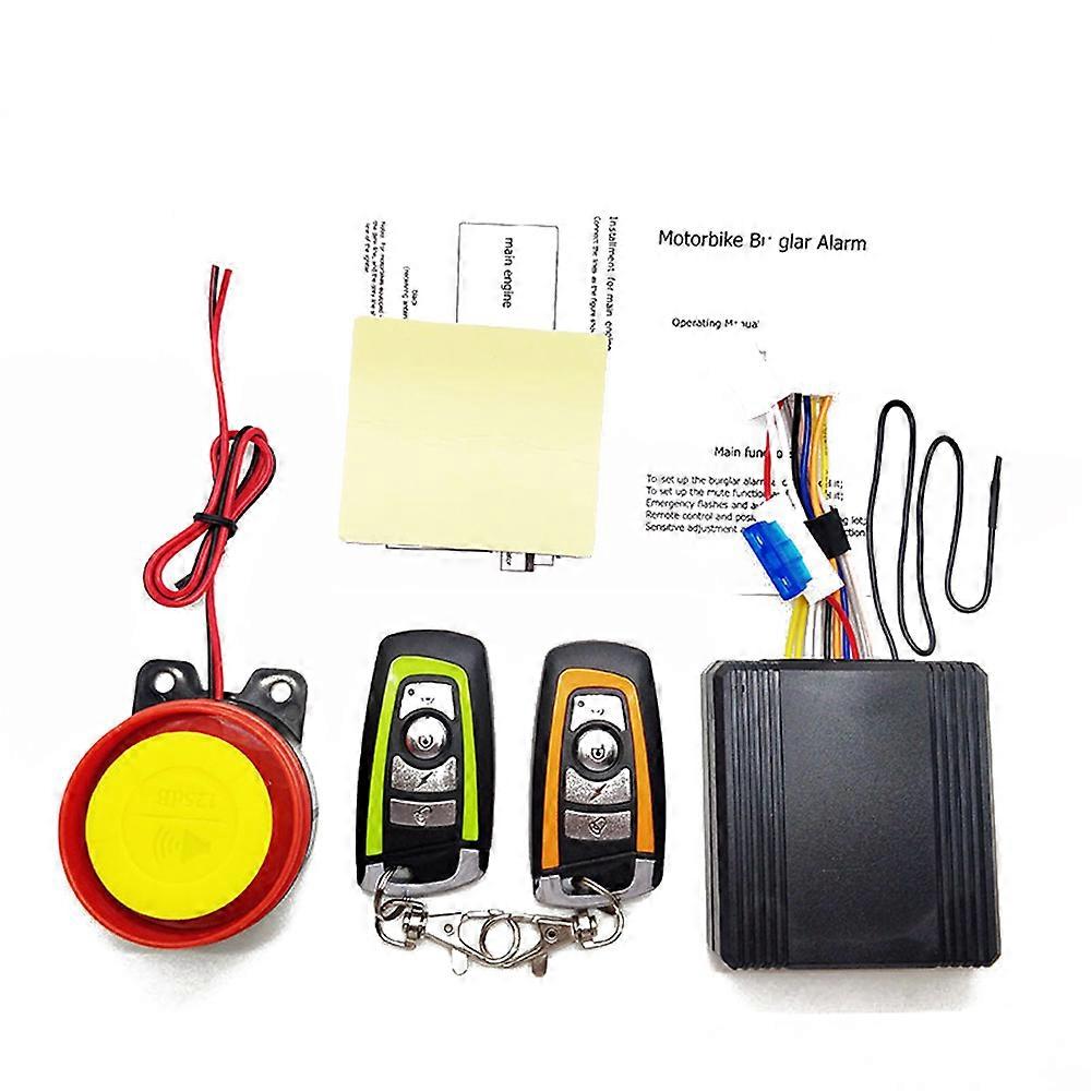 12V Universal Motorcycle Alarm System Two Way with Engine Start Remote Control Key Fob with Overload Protection~10611