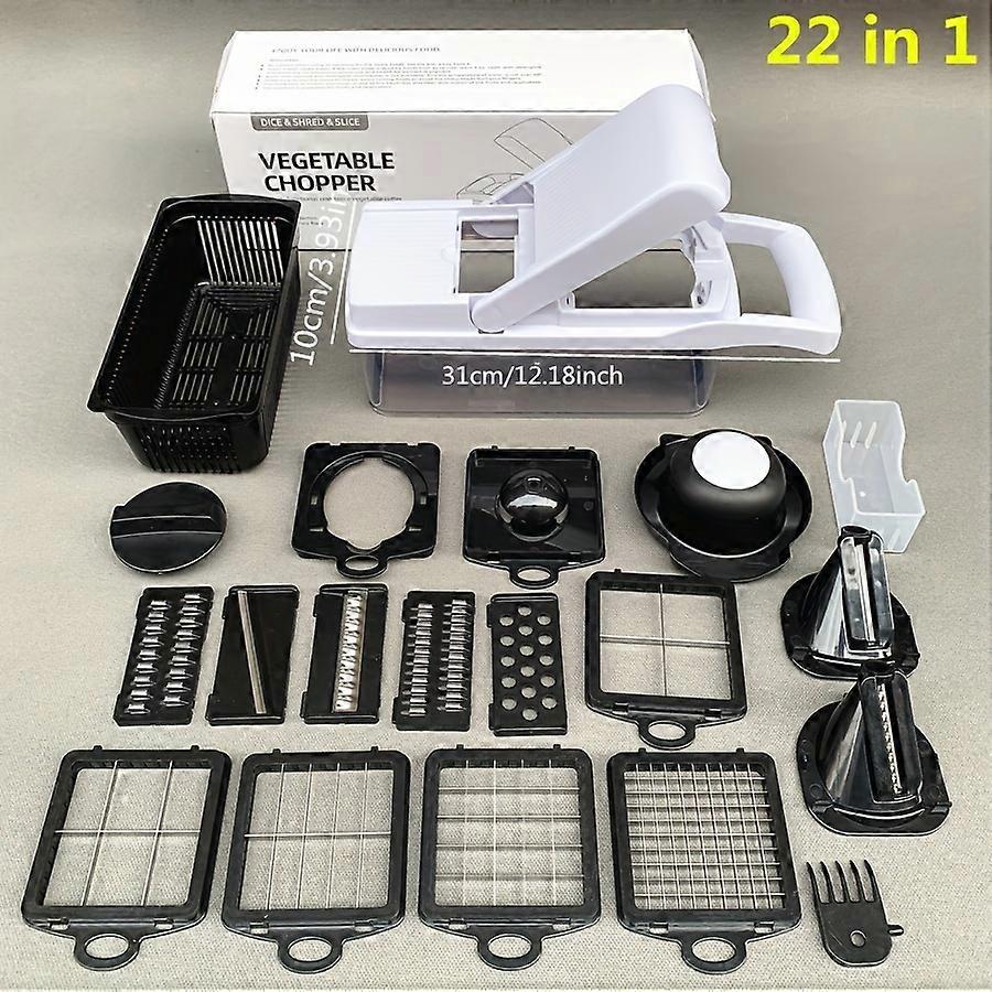 1 Set, 22in1/ 15in1, Vegetable Chopper, Multifunctional Fruit Slicer, Manual Food Grater, Vegetable Slicer, Cutter With Container, Onion Mincer Choppe