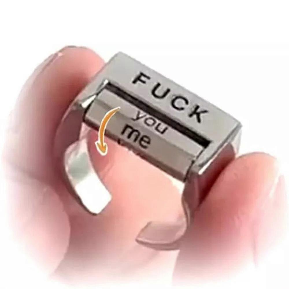 Creative Fu*k Rotatable Mood Control Ring, Fu*k You Fu*k Everything Square Ring