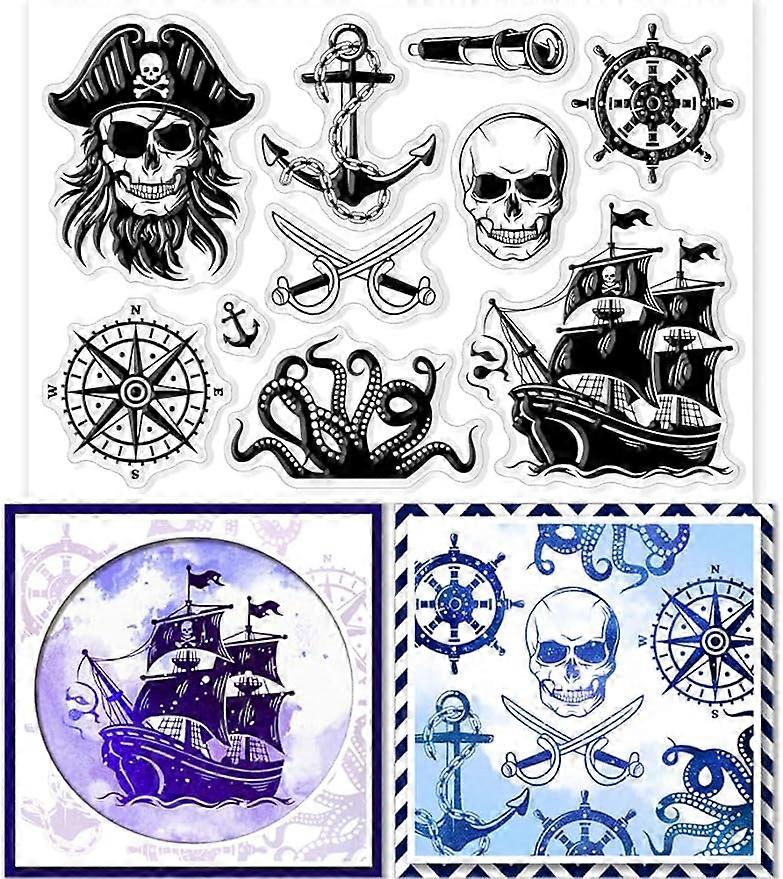 1Sheet Pirate Navigation Silicone Clear Stamp Seals