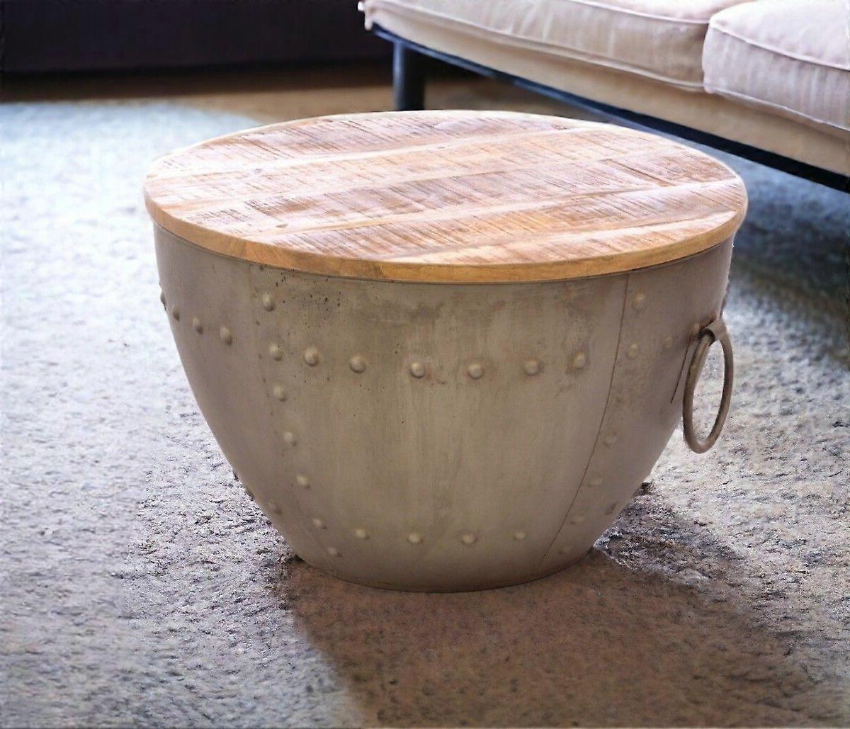 Industrial Round Storage Coffee Table