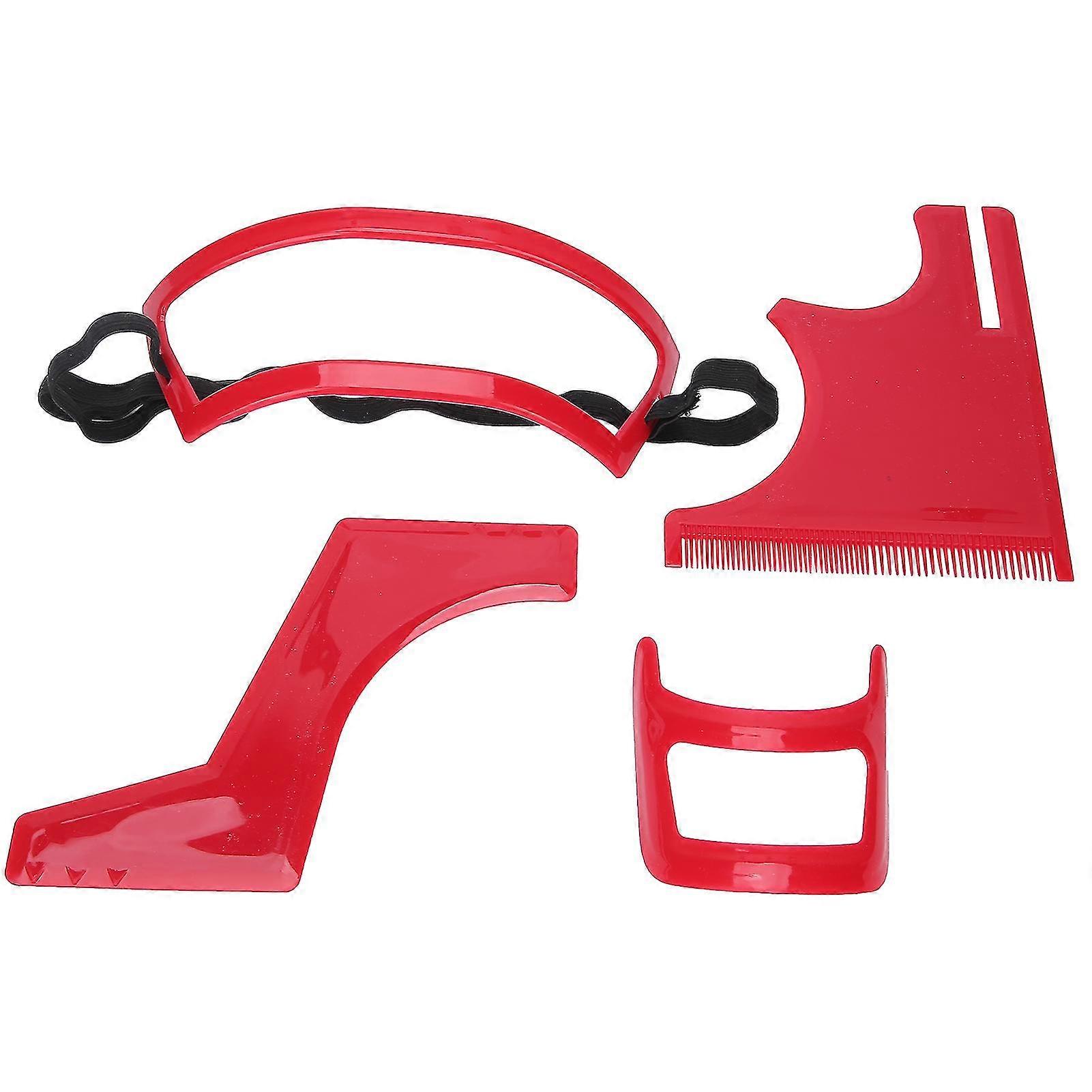 Beard Shaping Tool Kit Beard Styling Cutting Hairline Grooming Red Plastic Beard Template Set