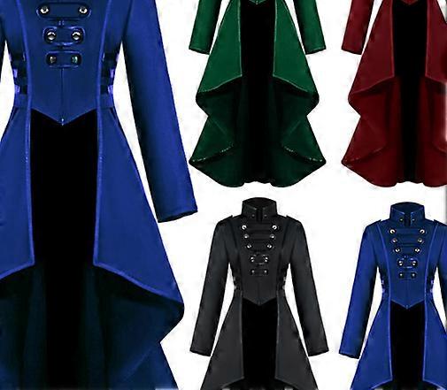 جديد من العصور الوسطى فستان معطف نسائي طية صدر السترة غير منتظم تنحنح ريترو طويل أعلى w131