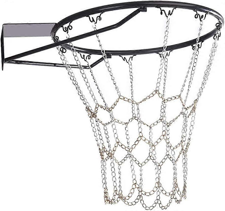 Metal Chain Basketball Net Replacement - for Indoor and Outdoor Standard Rim with 12 Hooks, Iron Chain Basketball Net