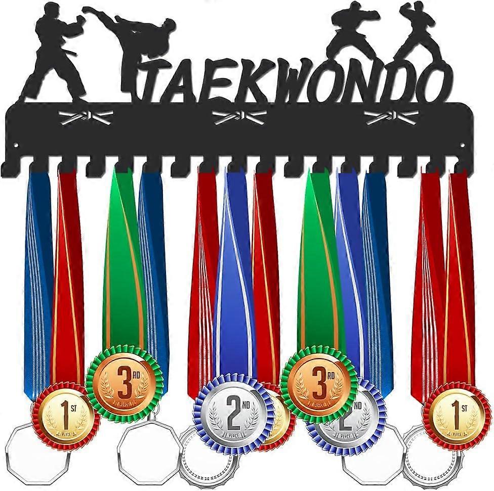 Taekwondo Medal Holder Display Medal Hanger Display with 17 Hooks Sports Wall Hanger Taekwondo Medal Ribbon Rack Organizer Wall Mounted Decor Gift for