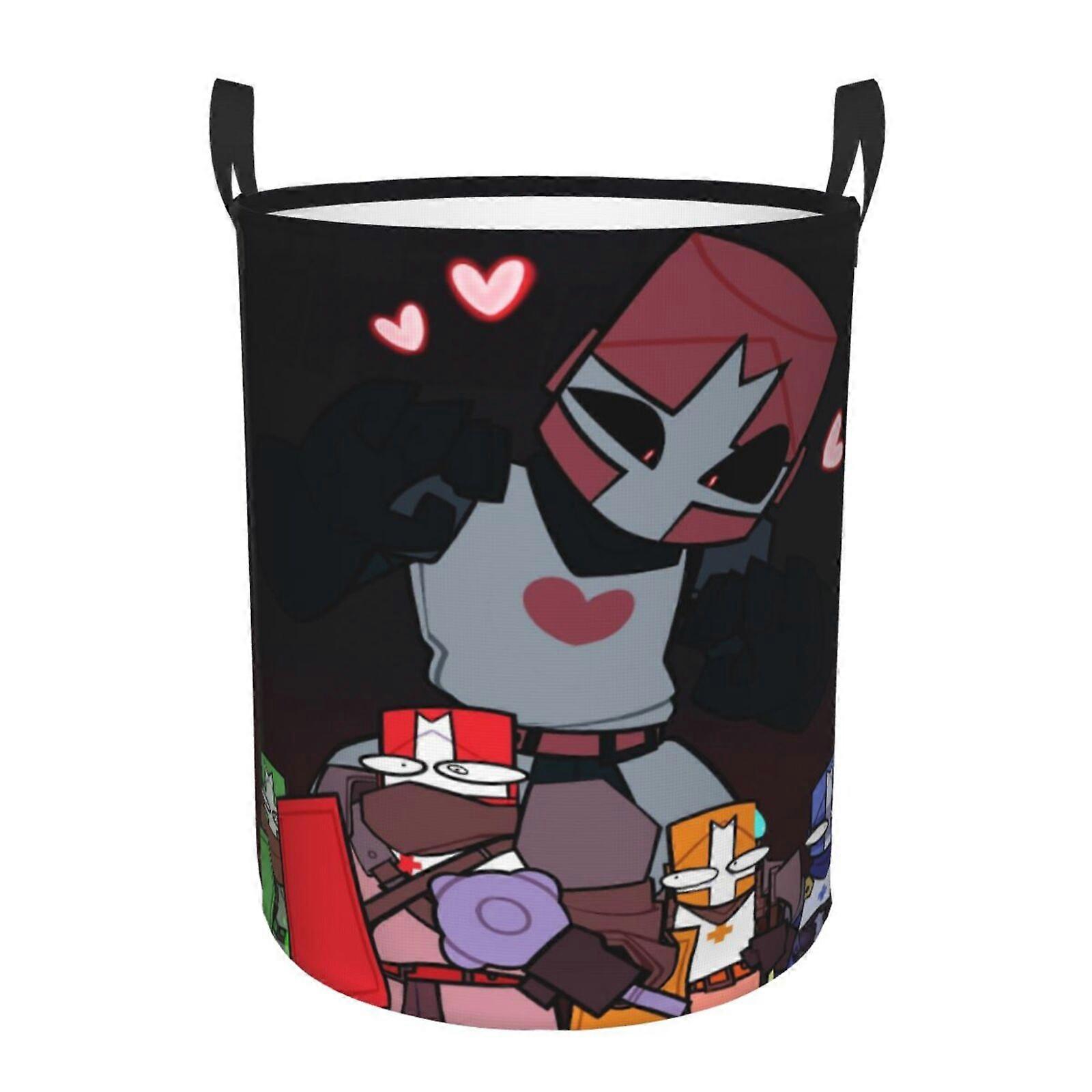 Castle Crashers 3d Graphic Flame Laundry Basket Fire Flame Clothes Hamper Storage With Handle-SYS28748