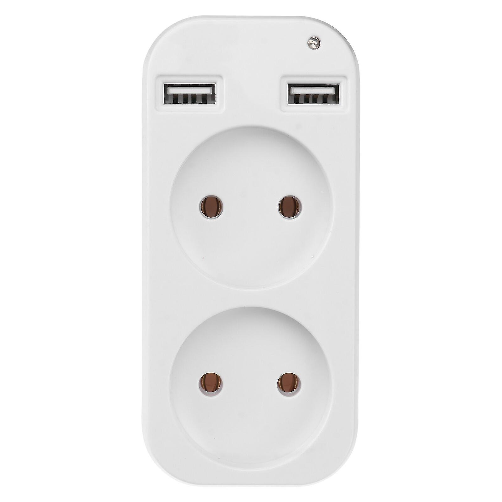 European Power Adapter Plug Double Socket Dual Usb Socket Outlet Strip Eu Plug