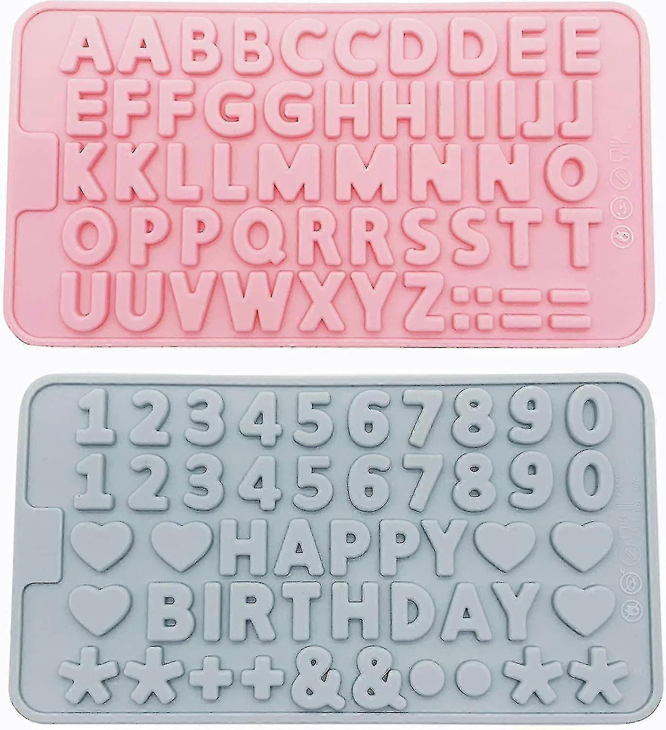 2pcs Silicone Letters Numbers Mold