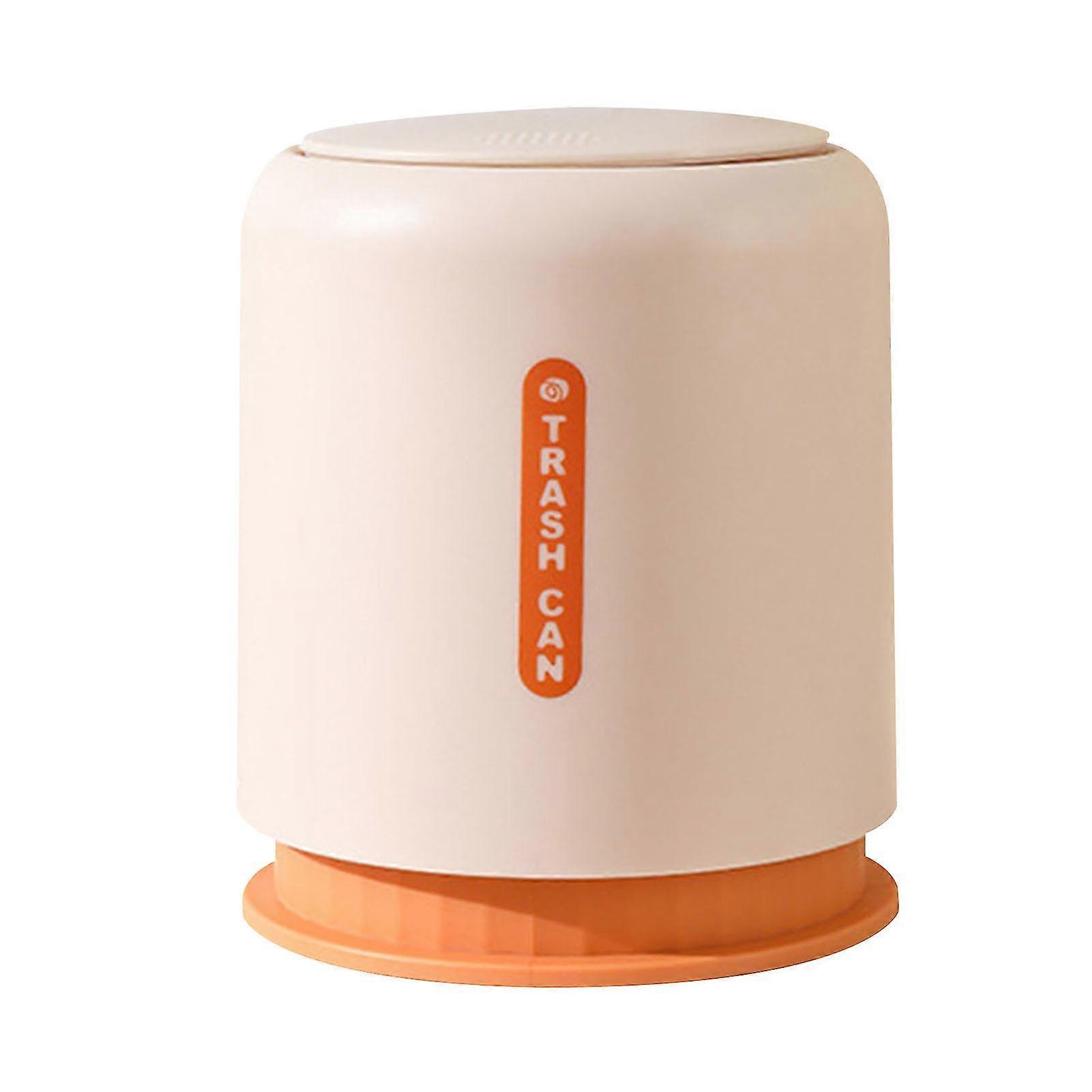 Mini Waste Basket Press Type with Lid for Office Compact Covered Closable Trash