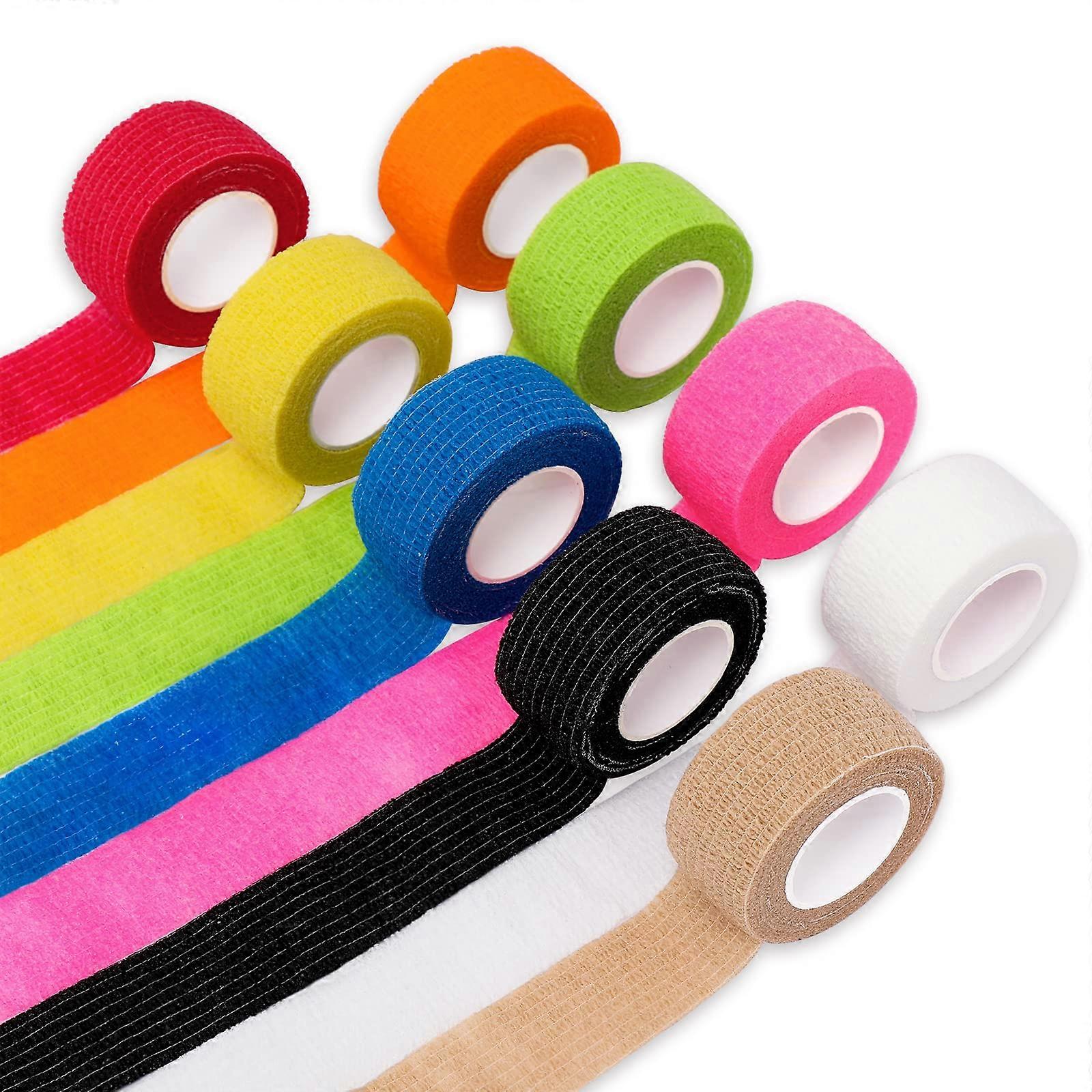 9Pcs Self-Adhesive Bandage Wrap Assorted Colors Cohesive Finger Bandage Wrap 45 Yards Elastic Athletic Bandage Finger