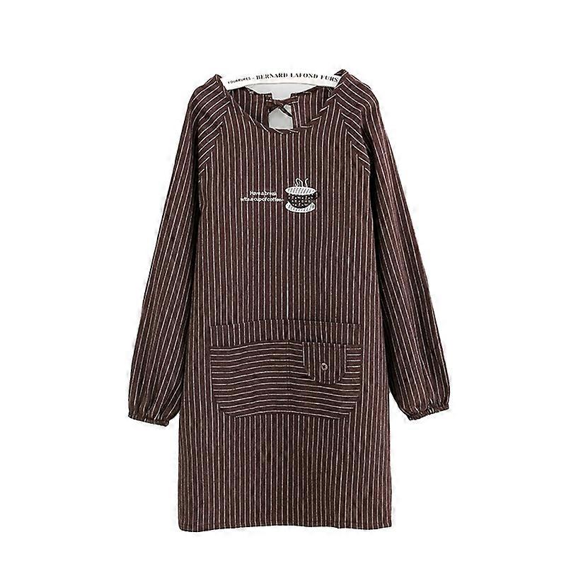 Uzun Kollu Önlük Cilt Dostu Cepli Polyester Pamuklu Bayan İş Elbisesi Yemek Pişirme İçin Önlük