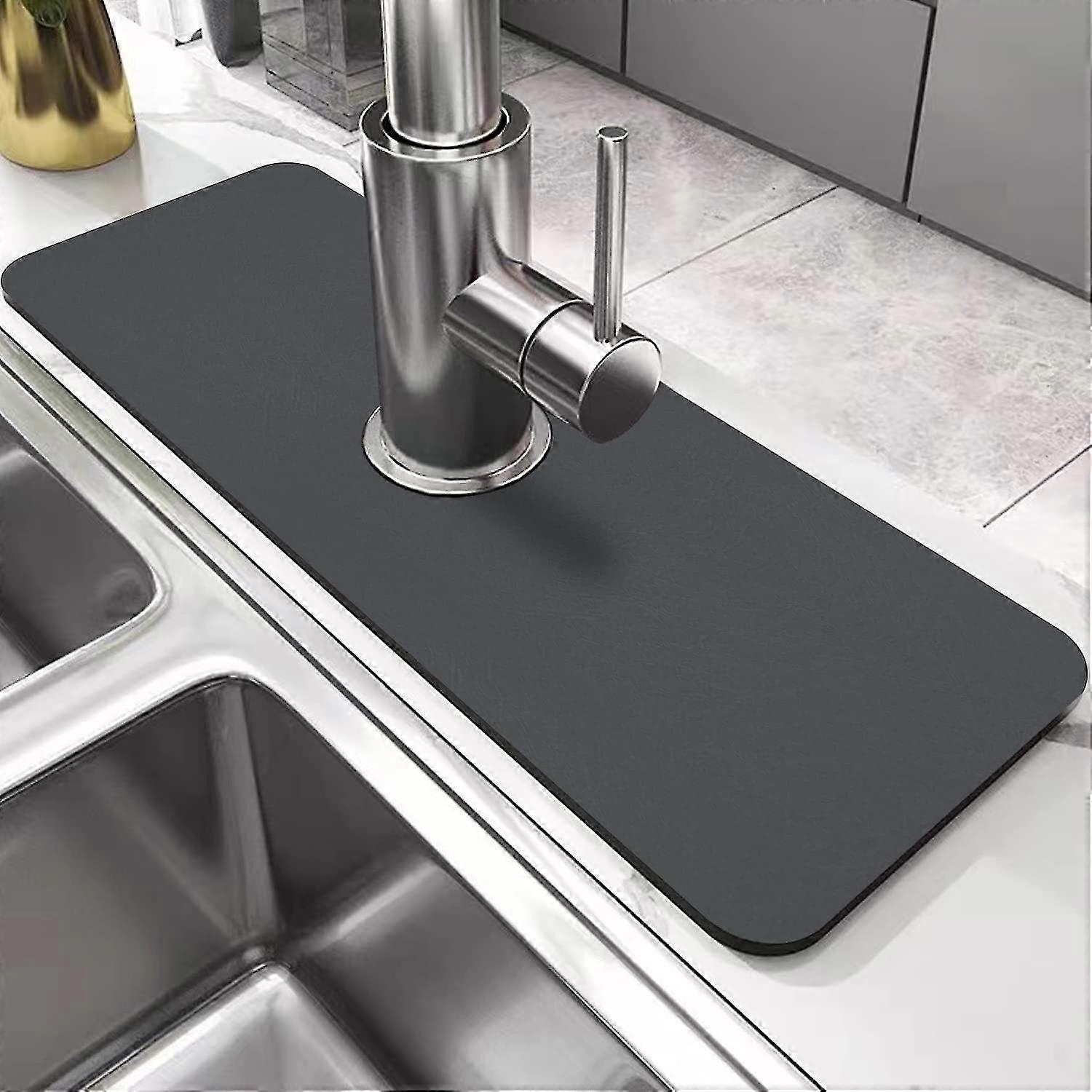 2 Pcs Kitchen Faucet Mat-anti Slip Behind Faucet Handle Drip Catcher Mat-splash Guard Sink Pad-washable,washable Microfiber Cloth For Faucets-rubb