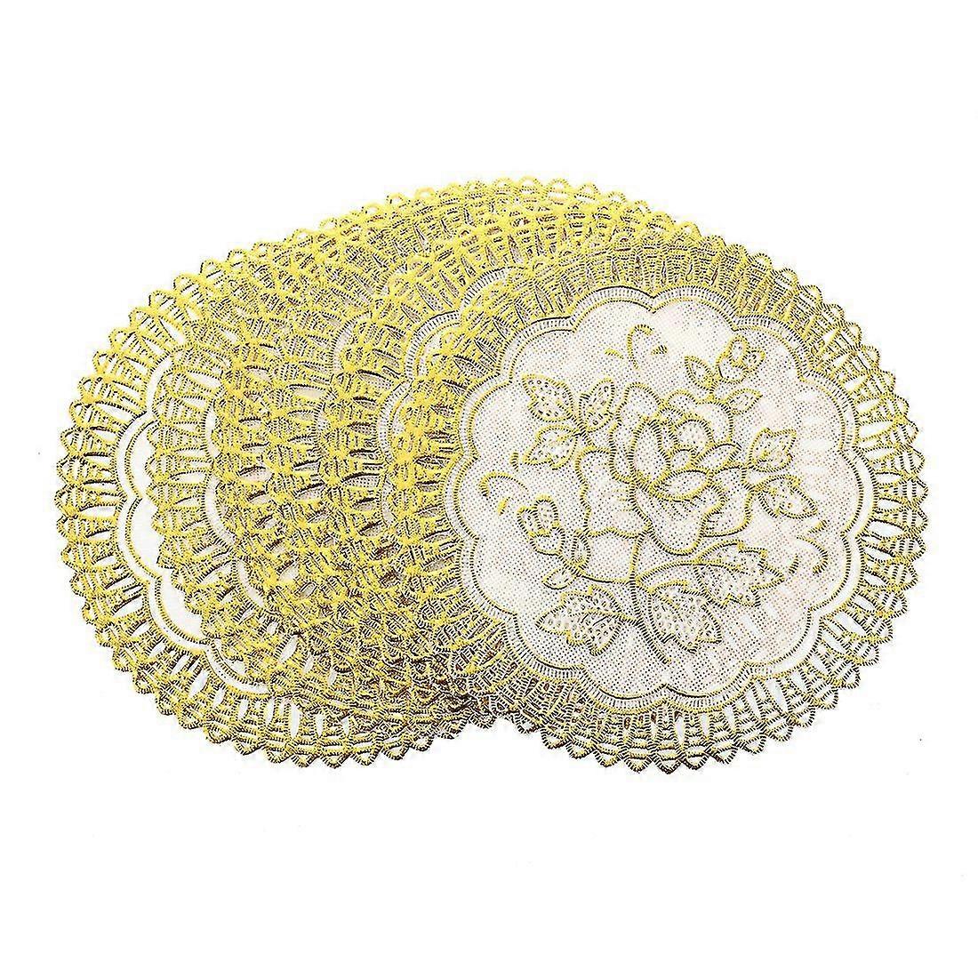 6 Exquisite Gold-tone Flower Dinning Table Coasters Set