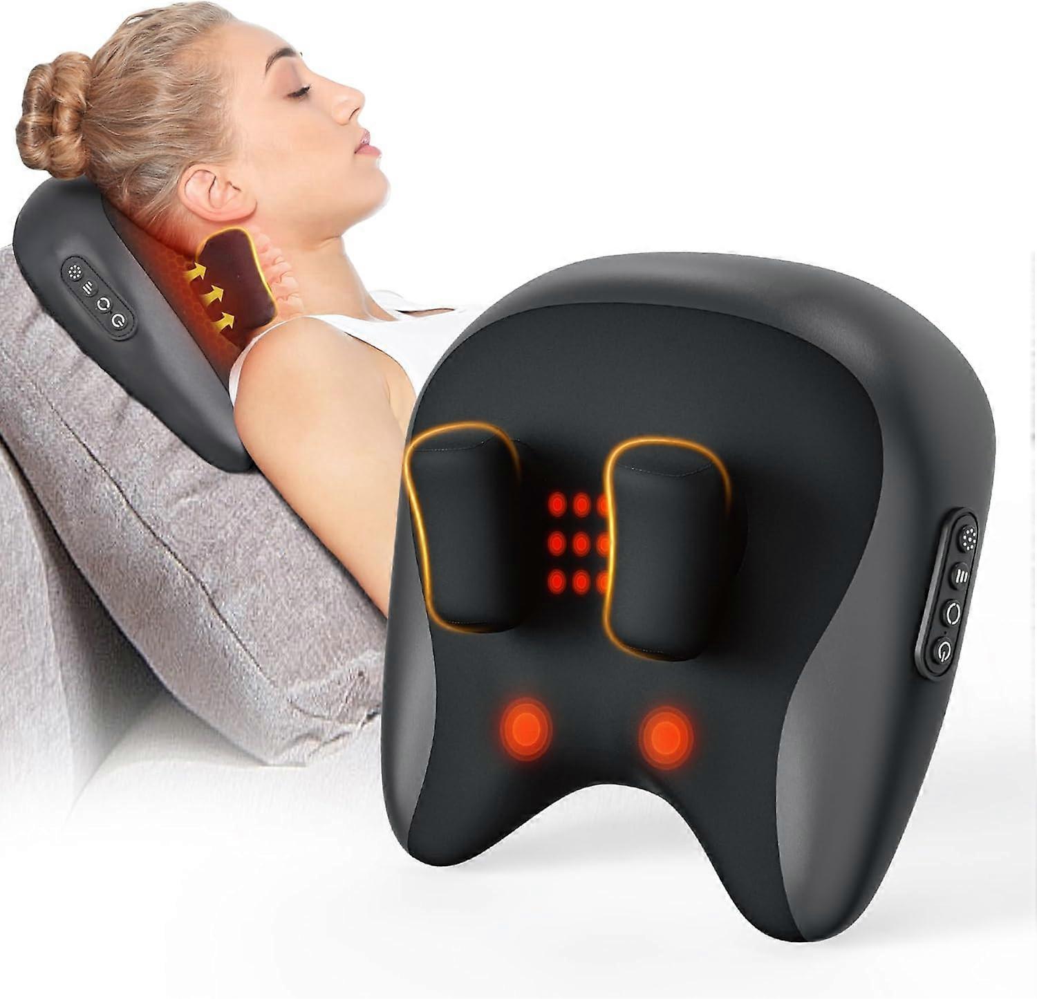 Neck Massager for Neck and Shoulder with Heat, Kneading Shiatsu Neck and Up Back Massager, Adjustable Cordless Electric Neck Shoulder Massager for Pai
