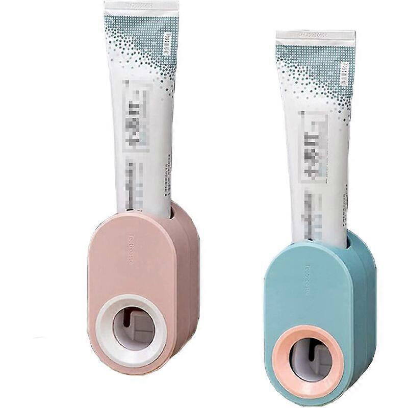 2 Pieces Wall Mounted Hands Free Automatic Toothpaste Dispenser, Automatic Toothpaste Squeezer, Multifunctional Wall Mounted Bathroom Accessory Set - 