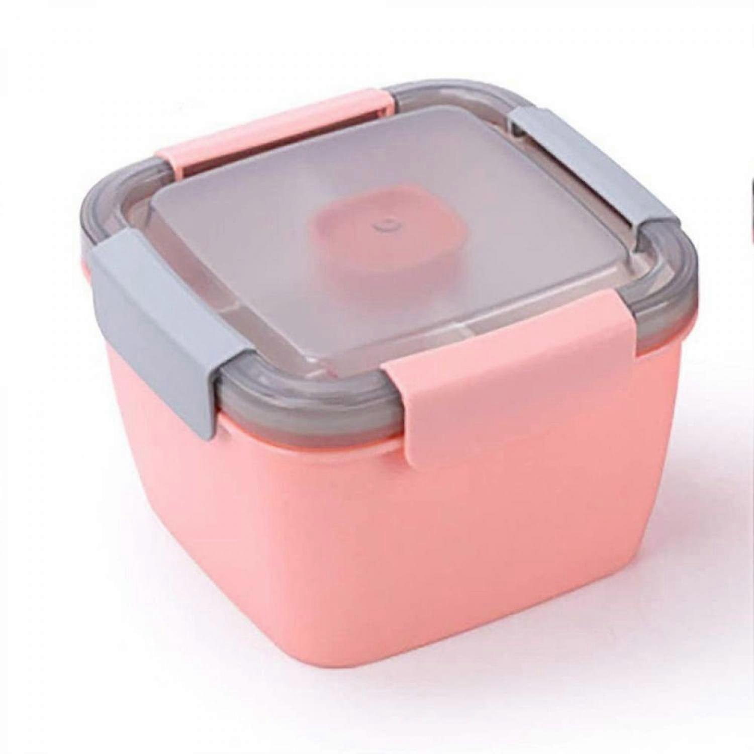 Salad box to go, three compartments, microwave-safe, leak-proof