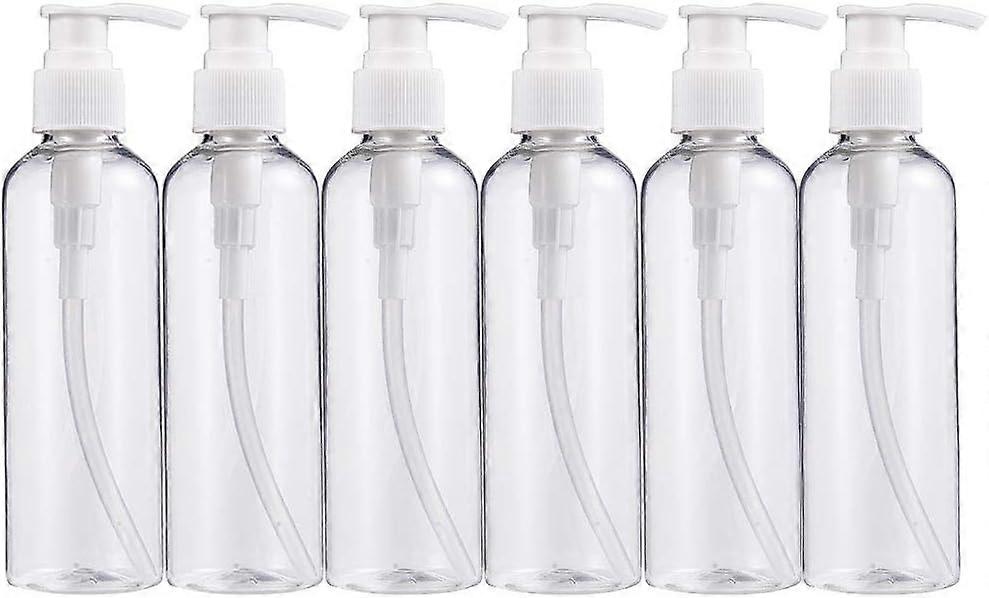6 Pack 6.7oz(200ml) Plastic Foaming Soap Dispenser Refillable Emulsion Bottles with White Pumps for Bathroom Shampoo Liquid Conditioner and Soaps