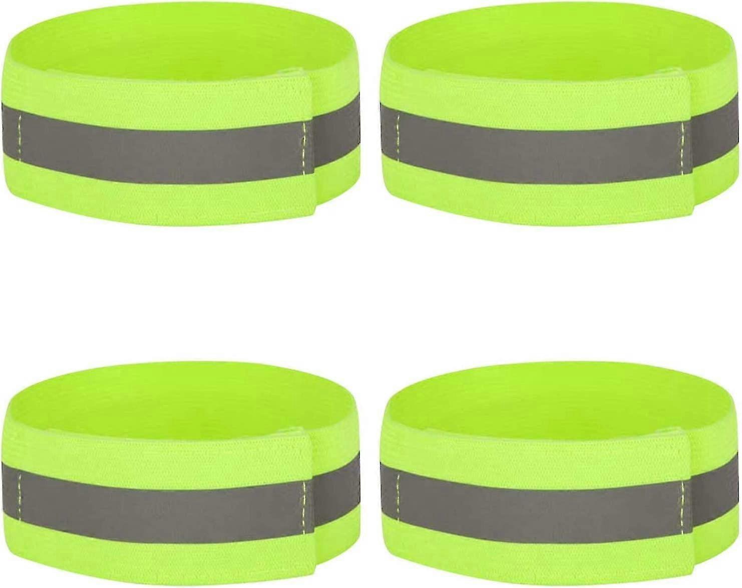 4pcs High Visibility Armbands, Reflective Elastic Bands (green)