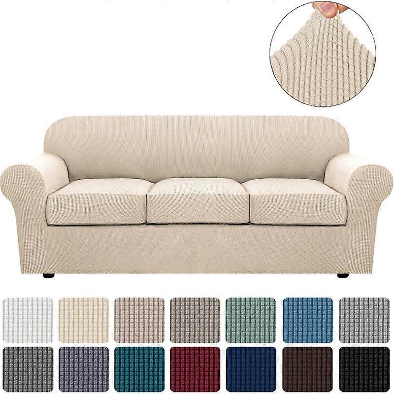 3 Yastık için Streç Kanepe Örtüleri Oturma Odası Mobilyaları için Kanepe Örtüleri Slipcover'lar (Taban Örtüsü artı 1/2/3 Koltuk Minderi Kılıfları) Daha Kalın Jakarlı Fabri