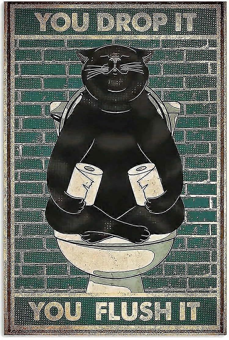 Metallblech Zeichen der Katze Servietten Modus, Sie fallen Tt Sie spülen es, Kunst Poster Bad Und Toilette Retro A