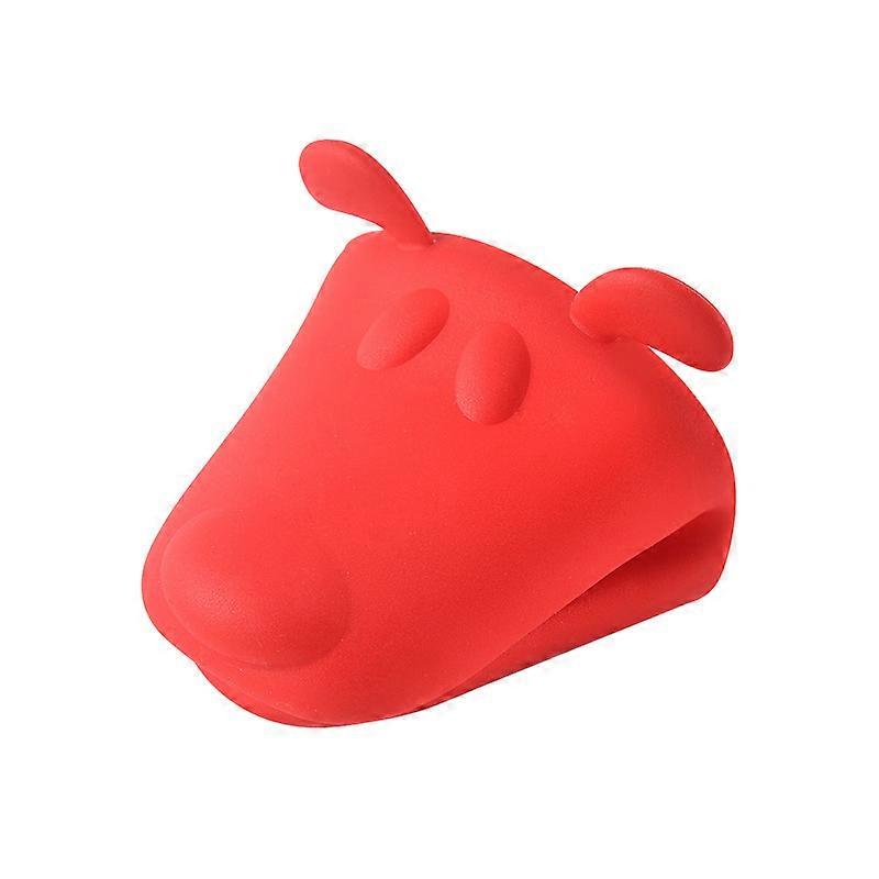 1 Oven Gloves, Heat Resistant Silicone, Pattern: Red Dog
