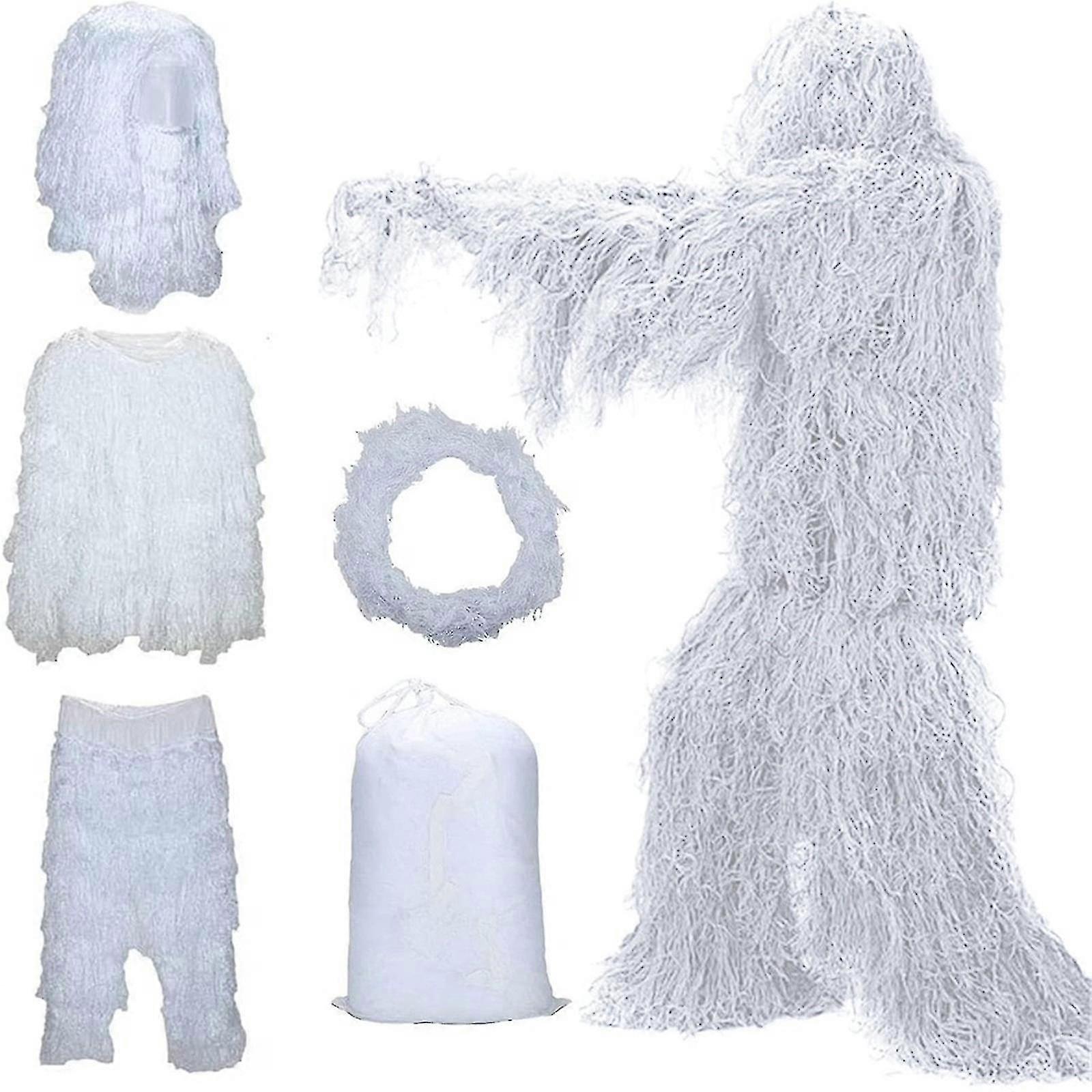 5 In 1 Ghillie Suit, 3d Camouflage Hunting Apparel Including Jacket, Pants, Hood, Carry Bag