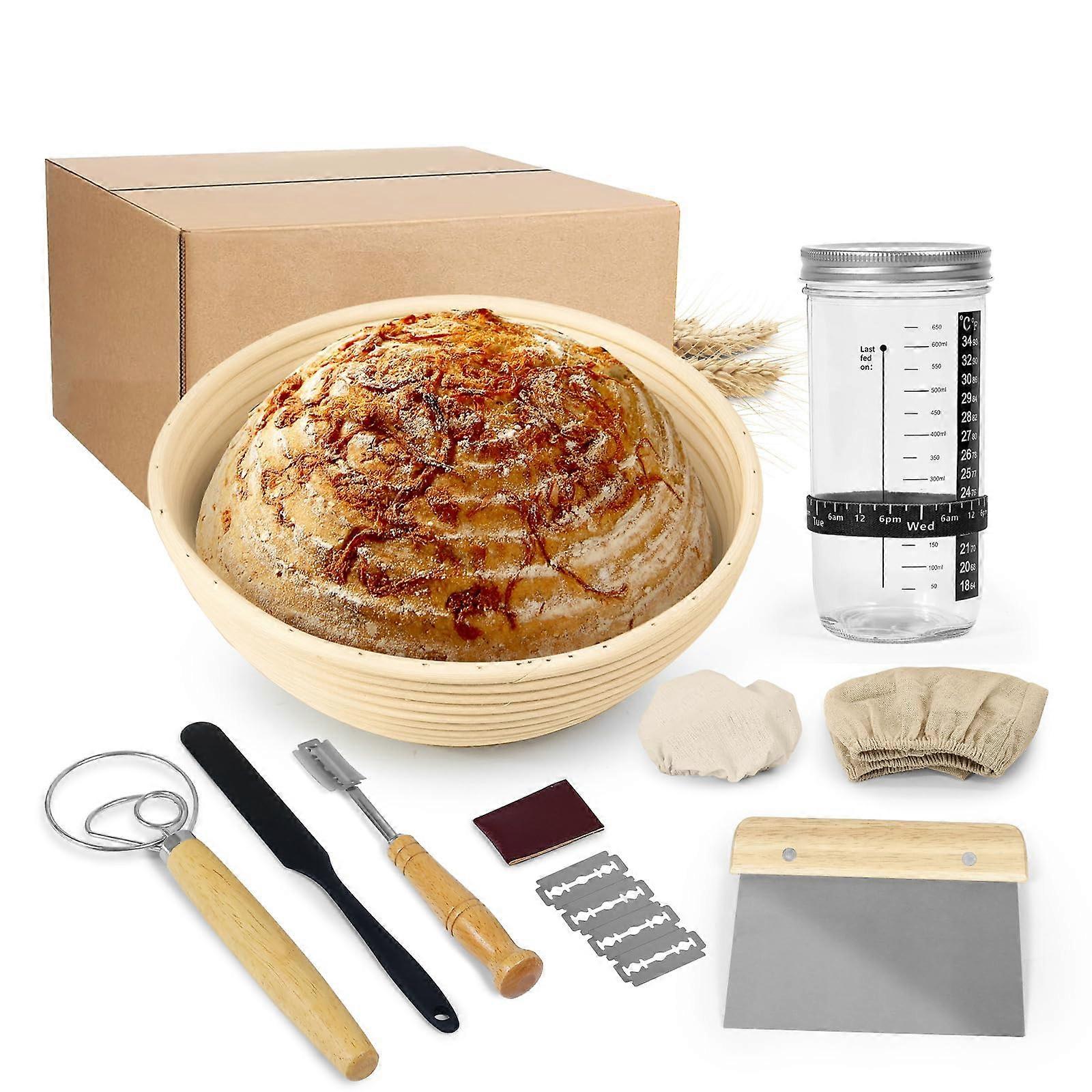 Sourdough Bread Baking Supplies,Bread Baking Supplies Tools for Beginners, Sourdough Starter Kit with Dough Scraper -GSL