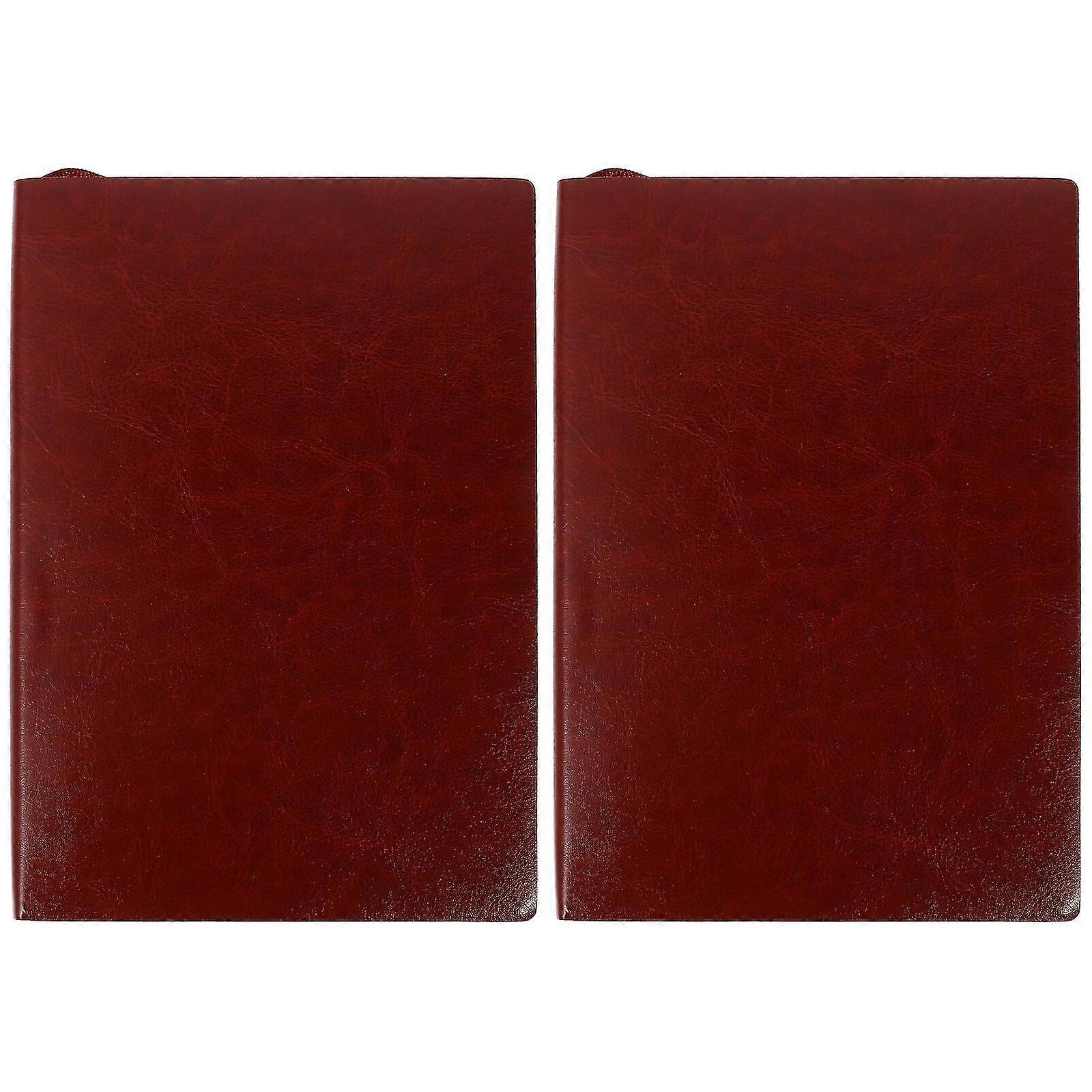 2pcs Solid Color Writing Notebooks Daily Notebooks Imitation Leather Notepad