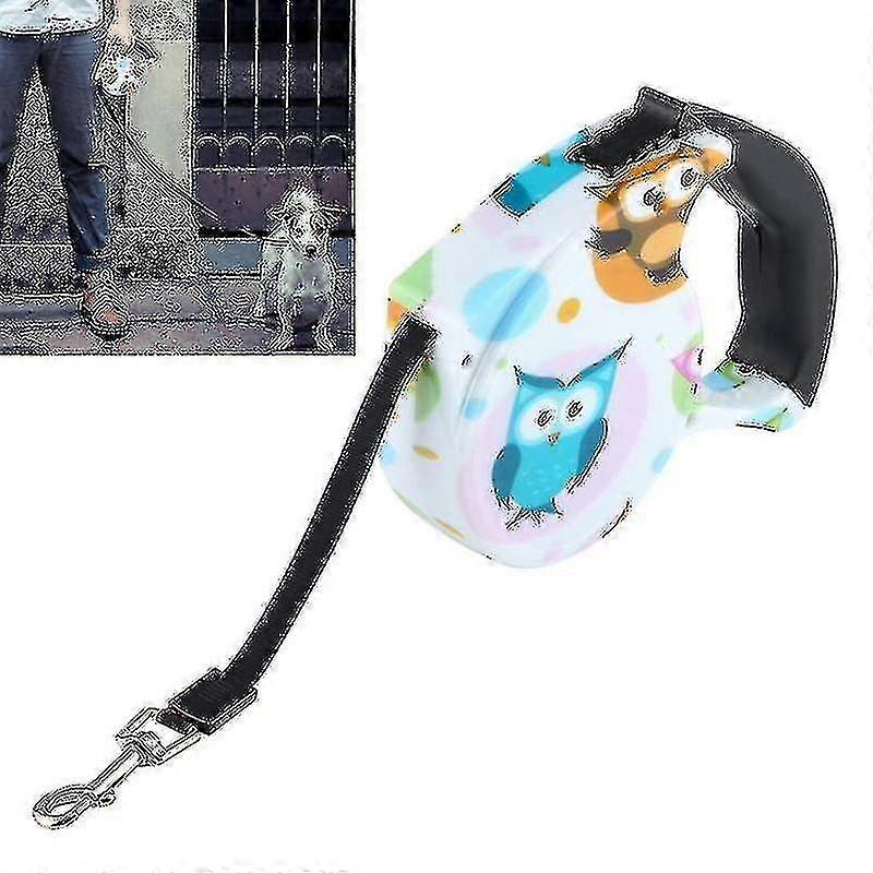 5m Owl Pattern Flexible Retractable Dog / Cat Leash For Daily Walking